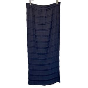 Babette Navy Textured Pull-On Maxi Skirt - size Large